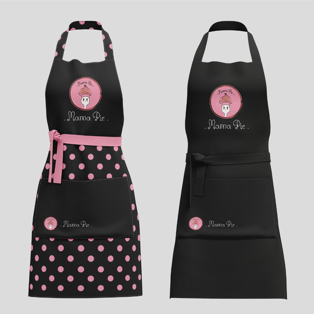 Uniform Mama Pie Grembiuli da lavoro personalizzati per lo staff. Due versioni: basic e pois. Design studiato per trasmettere cura e identità anche nel quotidiano. Eleganza e riconoscibilità.